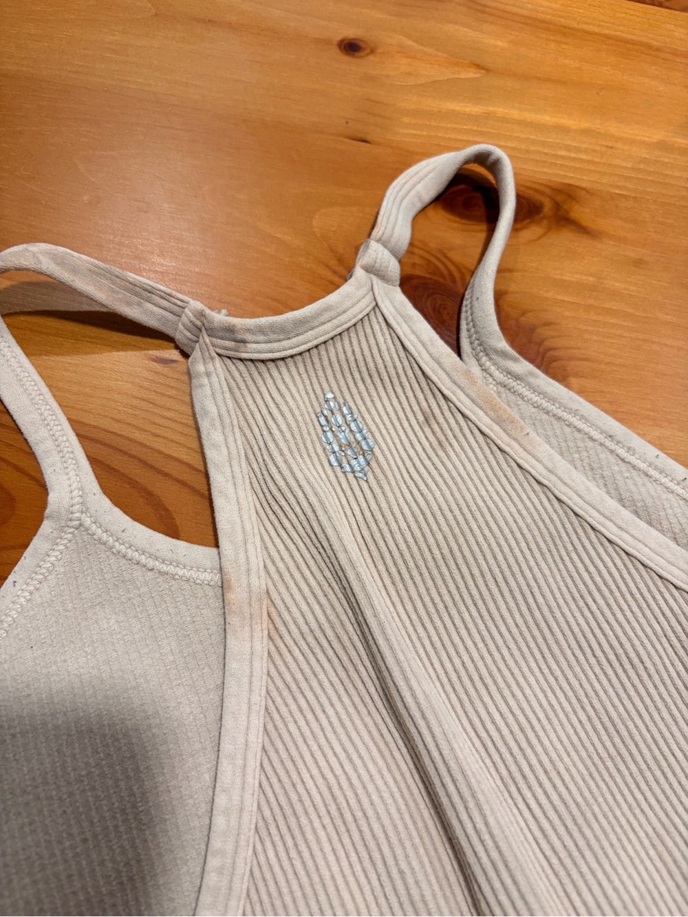 Free People Happiness Runs Ribbed Cropped Tank Top - Light Cream Beige - Picture 6 of 9